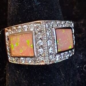 Elegant Sterling Silver Ring with Opal Accents Size 8